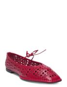 Sway Slit Leather Ballet Flats Ballerinat Red ALOHAS