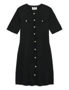 Awpicco 2/4 O-Neck Short Knit Dress Lyhyt Mekko Black Vero Moda