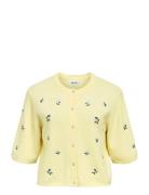 Objthess 3/4 Sleeve Cardigan Rep Tops Knitwear Cardigans Yellow Object
