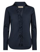 Mmsybel Satin Shirt Tops Shirts Long-sleeved Navy MOS MOSH