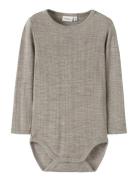 Nmmwang Wool Needle Ls Body Solid Bodies Long-sleeved Grey Name It