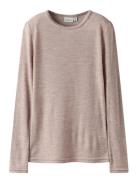 Nknwax Wool Rib Ls Top Tops T-shirts Long-sleeved T-shirts Pink Name I...