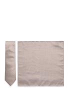 H-Set Tie-Pkt Sq-232 Solmio Kravatti Beige BOSS