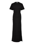 Gathered Short-Sleeved Maxi Dress Maksimekko Juhlamekko Black Weekday