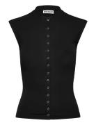Sleeveless Button-Up Top Tops T-shirts & Tops Sleeveless Black Weekday
