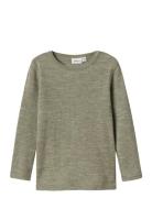 Nmnwax Wool Rib Ls Top Noos Tops T-shirts Long-sleeved T-shirts Green ...