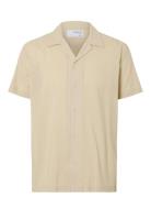 Slhreg-Air Shirt Ss Mix W Tops Shirts Short-sleeved Beige Selected