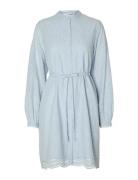 Slftatiana Ls Short Embr Dress Noos Lyhyt Mekko Blue Selected