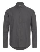 Slhslimowen-Brushed Shirt Ls D Tops Shirts Casual Grey Selected