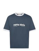 Ss Retro Logo Ringer 16S Rlxd Te Tops T-shirts Short-sleeved Blue Calv...