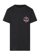 Ev In Flames Ss Youth Tops T-shirts Short-sleeved Black Quiksilver