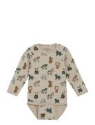 Body Ls Aop Pitkähihainen Body Beige Minymo
