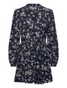 Floral Butt D Crepe Dress Lyhyt Mekko Navy Polo Ralph Lauren