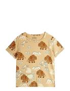 Mammoth Aop Ss Tee Tops T-shirts Short-sleeved Beige Mini Rodini
