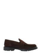 Bialoui Penny Loafer Oily Suede Loaferit Matalat Kengät Brown Bianco