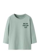 Nmmnoah Ls Nreg Top Box Tops T-shirts Long-sleeved T-shirts Green Name...
