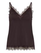 Rwbillie Sl Lace Strap Top Tops T-shirts & Tops Sleeveless Brown Rosem...