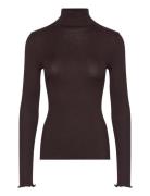 Rwbeatha Silk Ls Rollneck T-Shirt Tops Knitwear Turtleneck Brown Rosem...