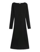 5X2 Rib Flare Midi Dress Ls Polvipituinen Mekko Black Tommy Hilfiger