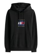 Linear Flag Graphic Hoodie Tops Sweat-shirts & Hoodies Hoodies Black T...
