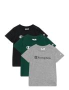 3 Pack Ss Tee Tops T-shirts Short-sleeved Multi/patterned Champion