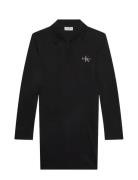 Ls Monologo Rib Polo Mini Dress Lyhyt Mekko Black Calvin Klein Jeans