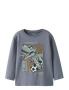 Nmmniko Ls Nreg Top Box Tops T-shirts Long-sleeved T-shirts Blue Name ...