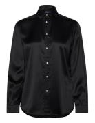 Slim Fit Silk Shirt Tops Shirts Long-sleeved Black Polo Ralph Lauren