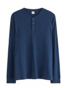 Top Ls Henley Tops T-shirts Long-sleeved T-shirts Blue Lindex