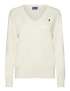 Cotton V-Neck Sweater Tops Sweat-shirts & Hoodies Sweat-shirts White P...