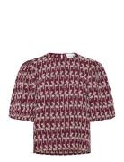 Shelly Blouse Tops Blouses Short-sleeved Burgundy Noella