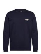 Ls Americana Tee Tops T-shirts Long-sleeved Navy Wrangler