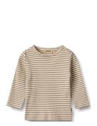 T-Shirt L/S Stig Tops T-shirts Long-sleeved T-shirts Beige Wheat