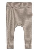 Ppdian Fold Leggings Stripe Noos Bottoms Leggings Brown Petit Piao