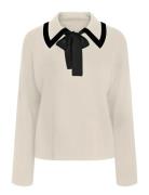 Yasjosie Ls Bow Knit Top S. Tops Knitwear Jumpers Cream YAS