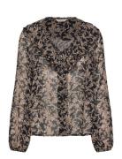 Sanazpw Bl Tops Blouses Long-sleeved Black Part Two