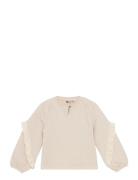T-Shirt Longsleeve Ruffle Tops T-shirts Long-sleeved T-shirts Beige Da...