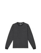 Cotton Jersey Stripe Frode Tee Ls Tops T-shirts Long-sleeved Black Mad...
