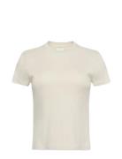 Ss Supima Crewneck Tops T-shirts & Tops Short-sleeved Beige Calvin Kle...