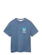 Embossed Sonic T-Shirt Tops T-shirts Short-sleeved Blue Mango