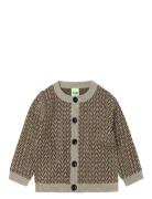 Baby Herringb Cardigan Tops Knitwear Cardigans Beige FUB
