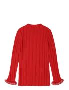 High Neck Blouse Tops Knitwear Pullovers Red FUB