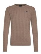 Brayden Cotton Cable Sweater Tops Knitwear Pullovers Brown Lexington C...