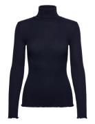 Rwbeatha Silk Ls Rollneck T-Shirt Tops Knitwear Turtleneck Navy Rosemu...