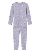 Nmfnightset Lavender Unicorn Rib Noos Pyjamasetti Pyjama Purple Name I...