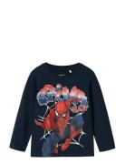 Nmmalvis Spider Ls Nreg Top Mar Tops T-shirts Long-sleeved T-shirts Na...
