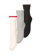 Scallop Sock 3 Pack Lingerie Socks Regular Socks Black Becksöndergaard