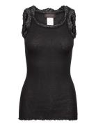 Rwburlington Wool Sl Lace Top Tops T-shirts & Tops Sleeveless Black Ro...