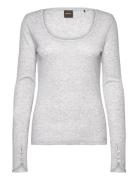 C_Edeline Tops T-shirts & Tops Long-sleeved Grey BOSS