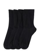 Sock 4 P Roll Edge Basic Lingerie Socks Regular Socks Black Lindex